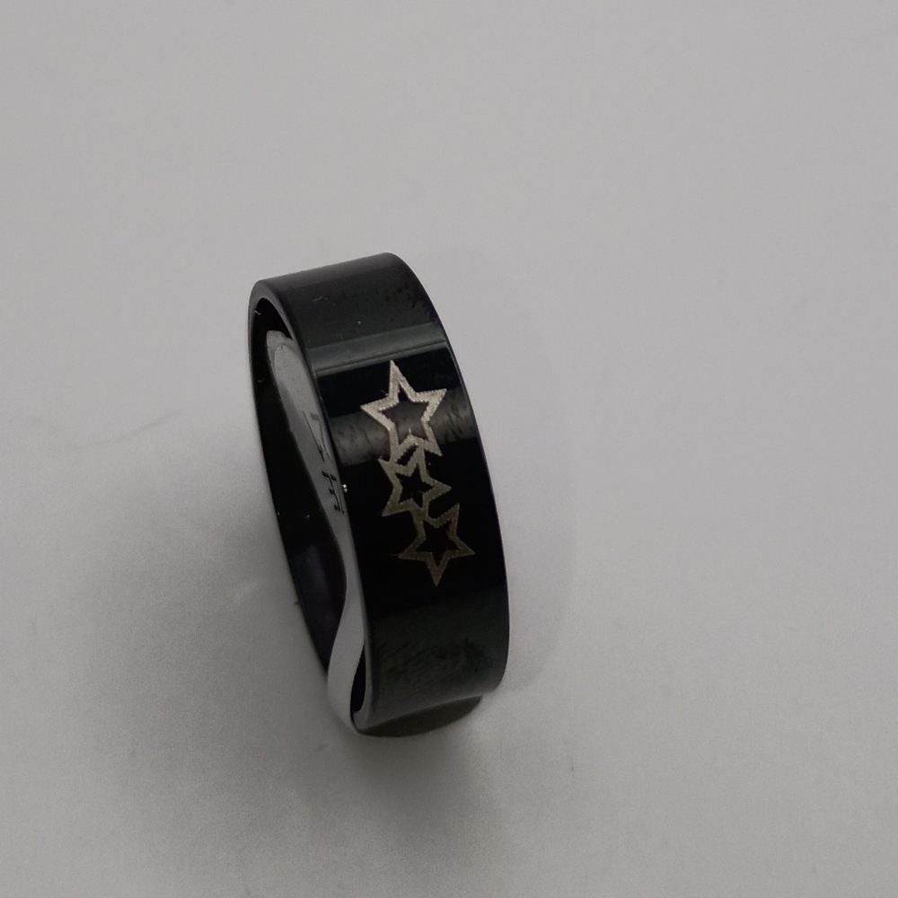 Black Stainless Steel Star Ring Men’s Fashion Band Size 10.25
